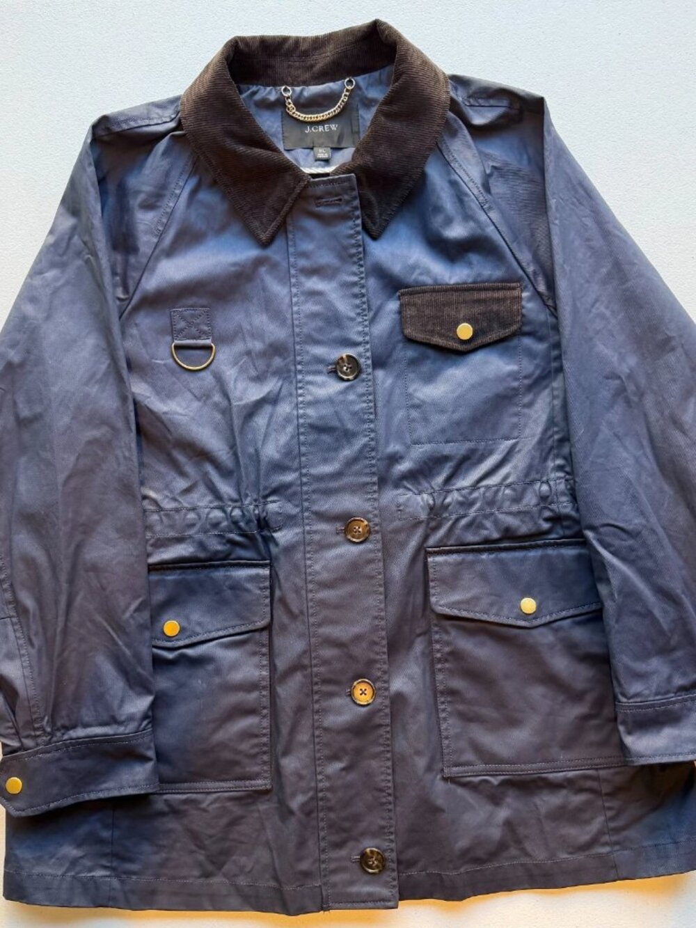 J.Crew Women's Navy Field Jacket Corduroy Collar Spring 2021